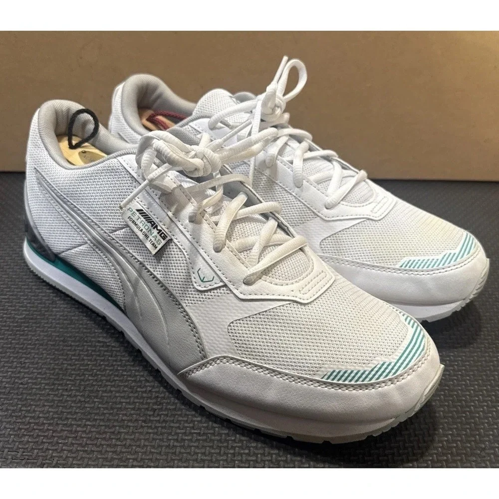 HTF PUMA Mercedes-AMG Petronas F1 'White Gray Silver' Men's Shoes US Size 10.5